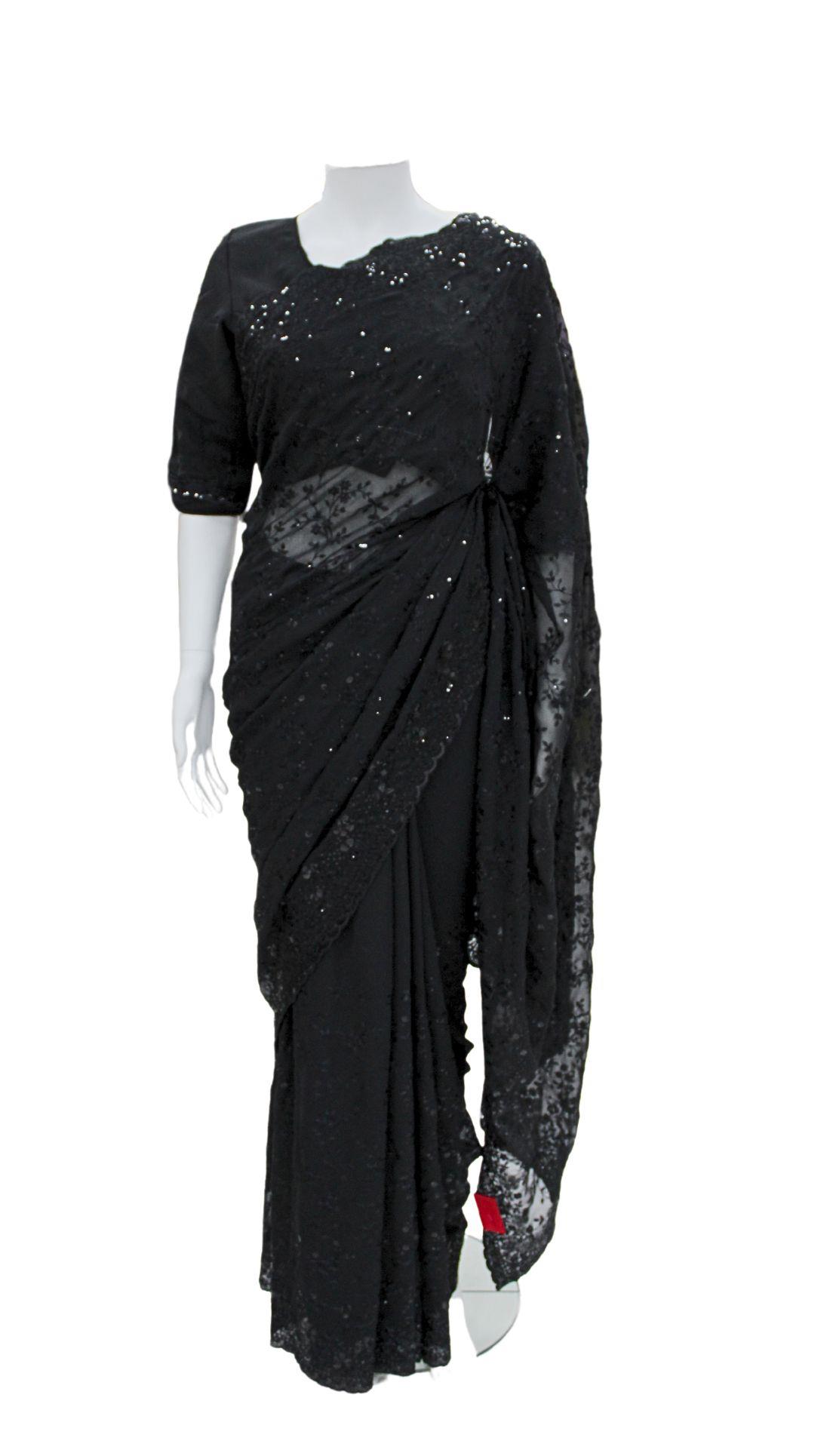 Black Stone Work Georgette Saree