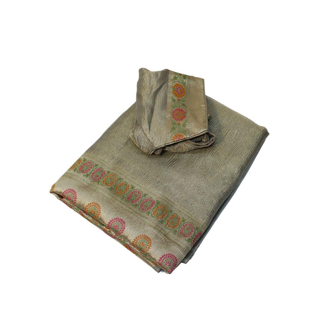 Grey Copper Organza Saree