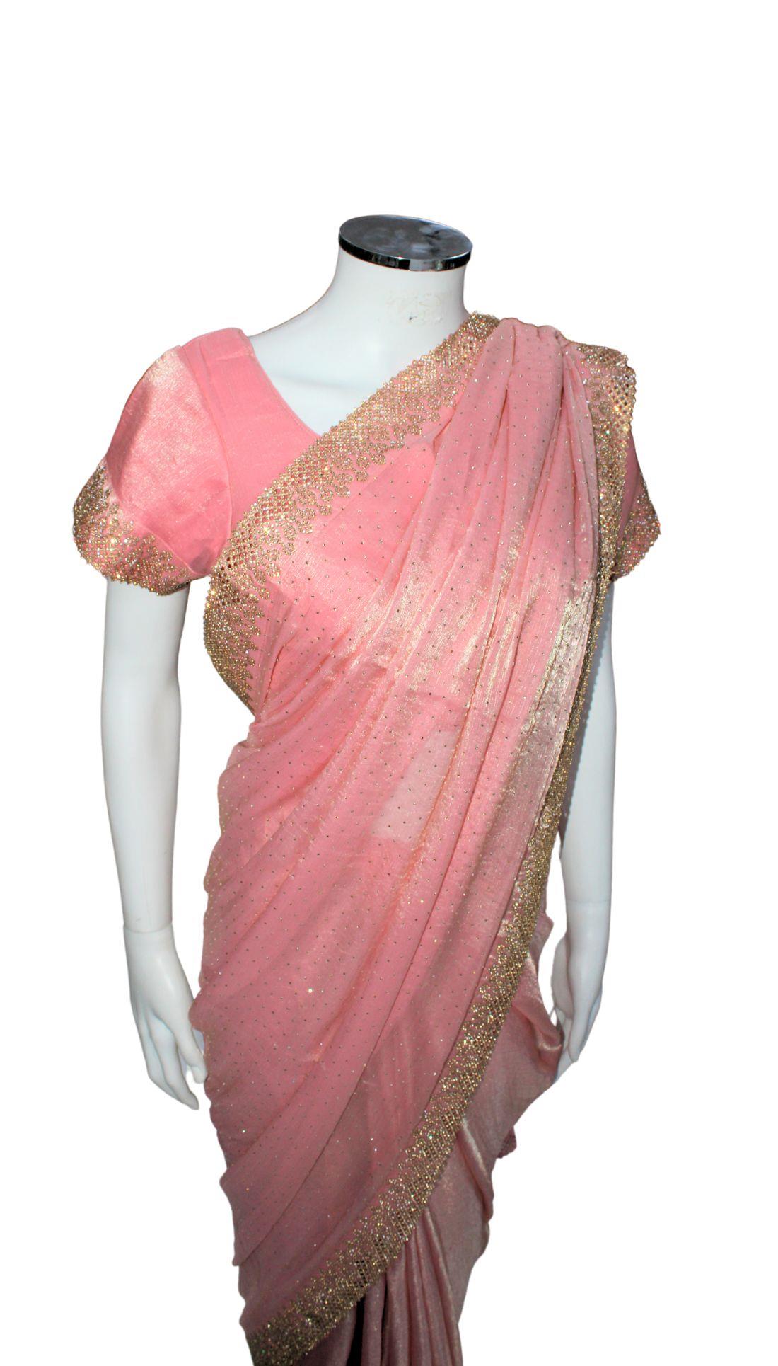 Pink Stone Work Saree