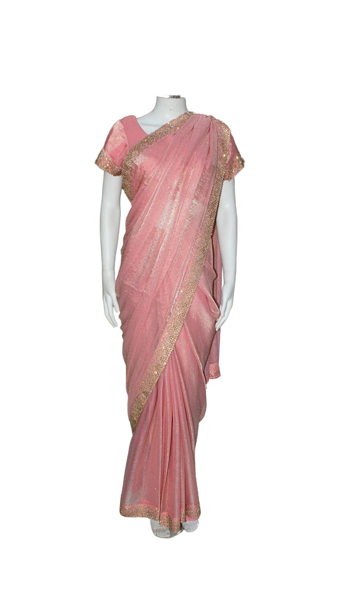 Pink Stone Work Saree