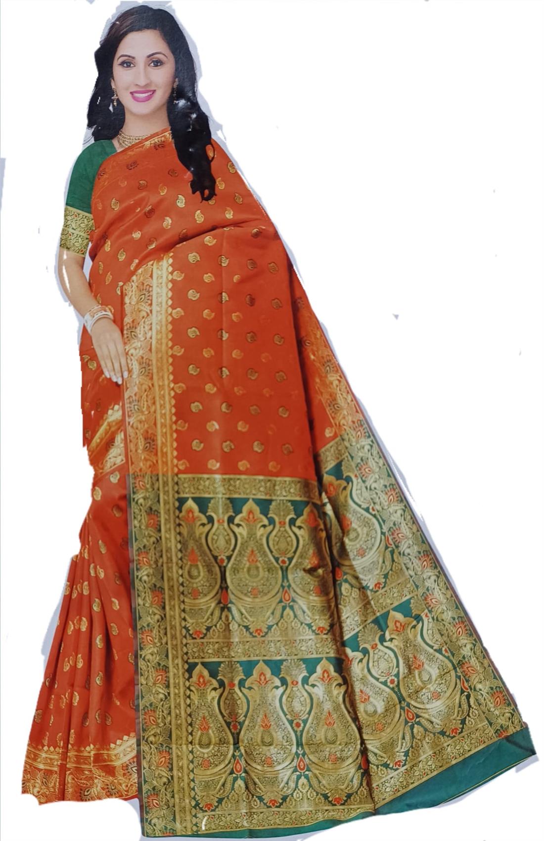 Burnt Orange Silk Sarees