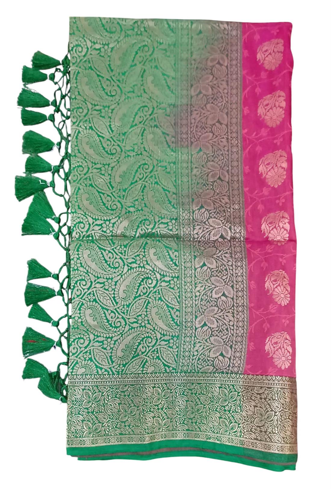 Pink & Green Banarasi Sarees