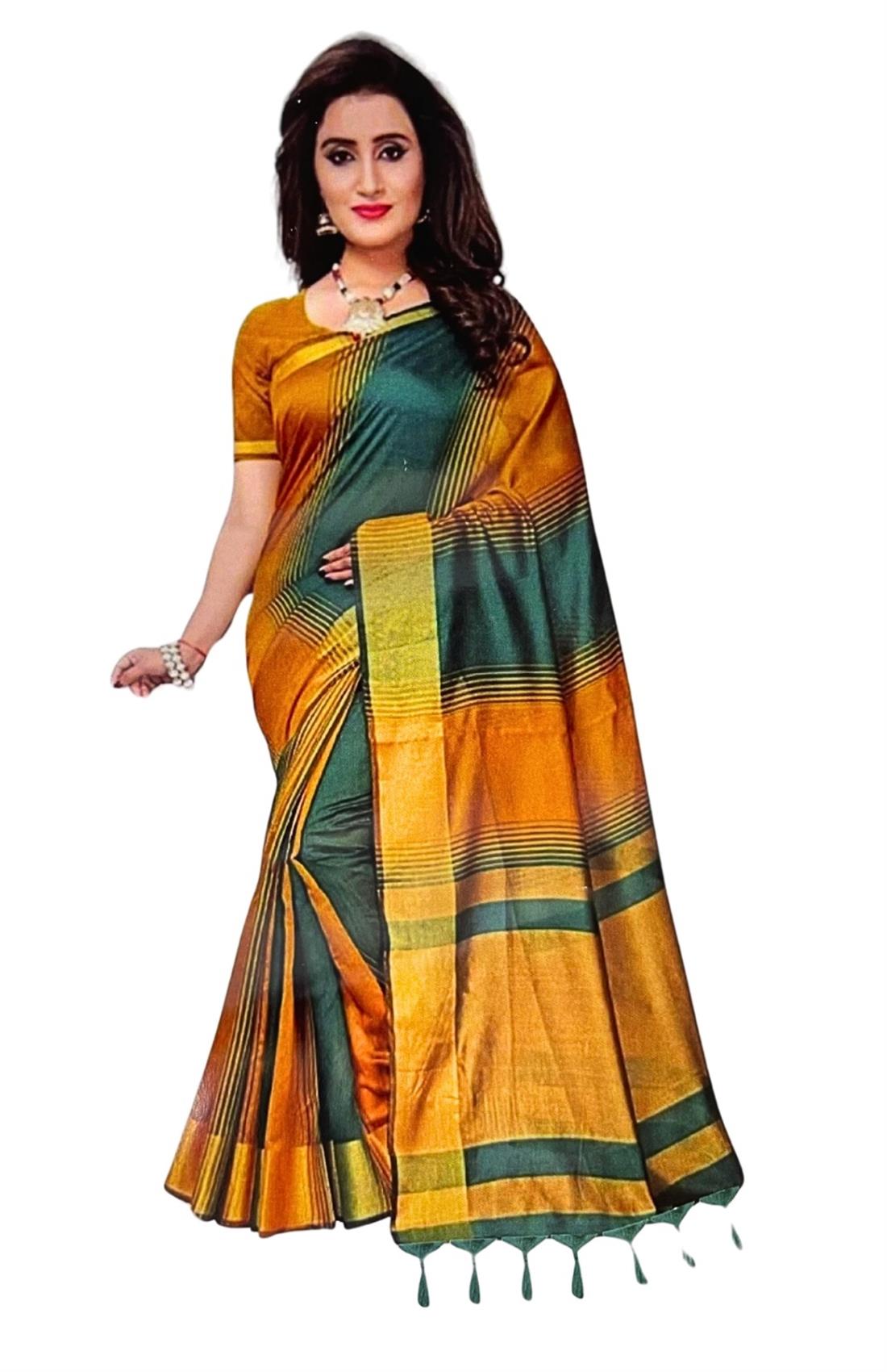 Mustard Multicolour Silk Ladies Sharda Saree