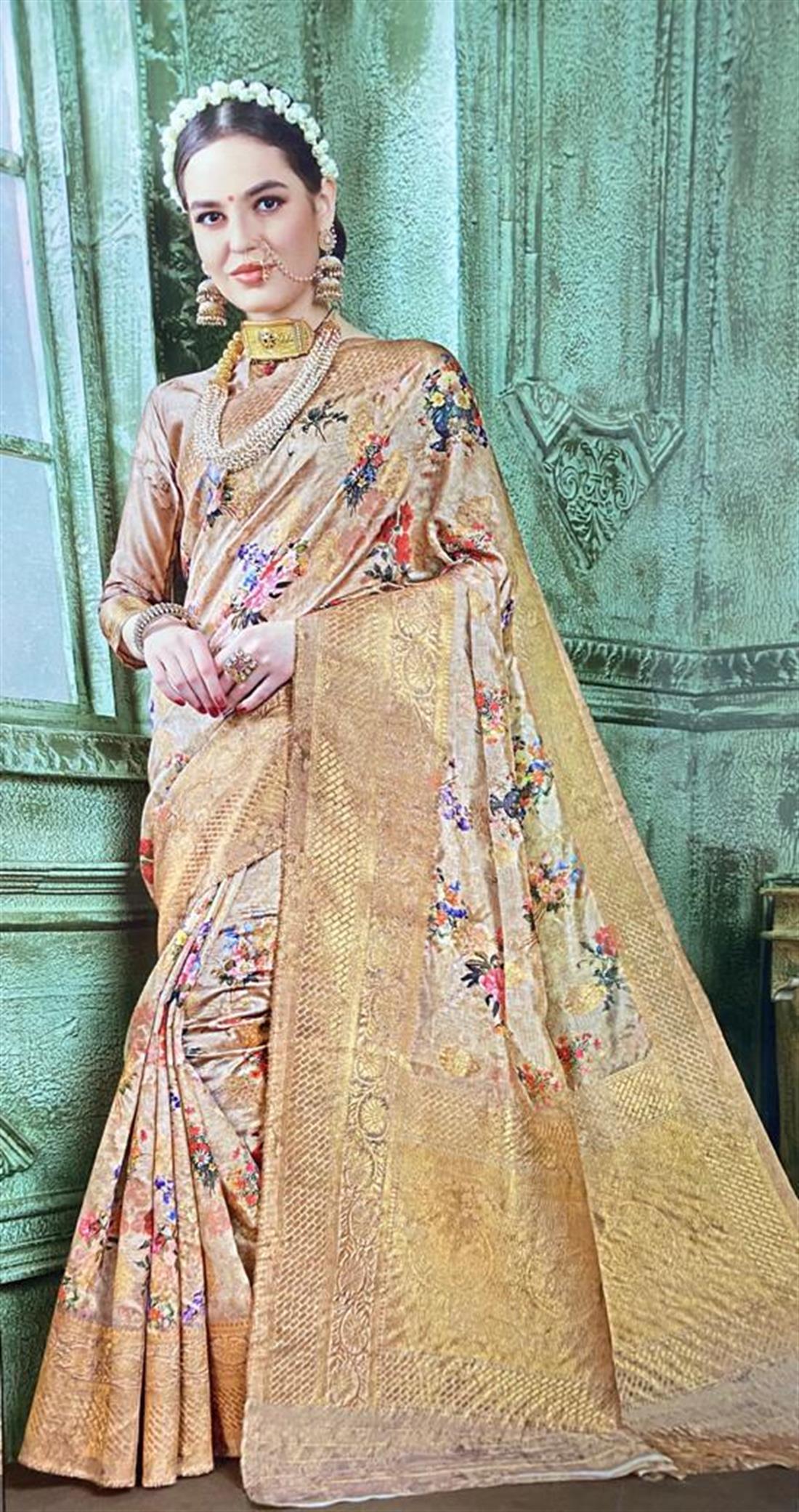 Light Lilac Digital Print Banarasi Sarees