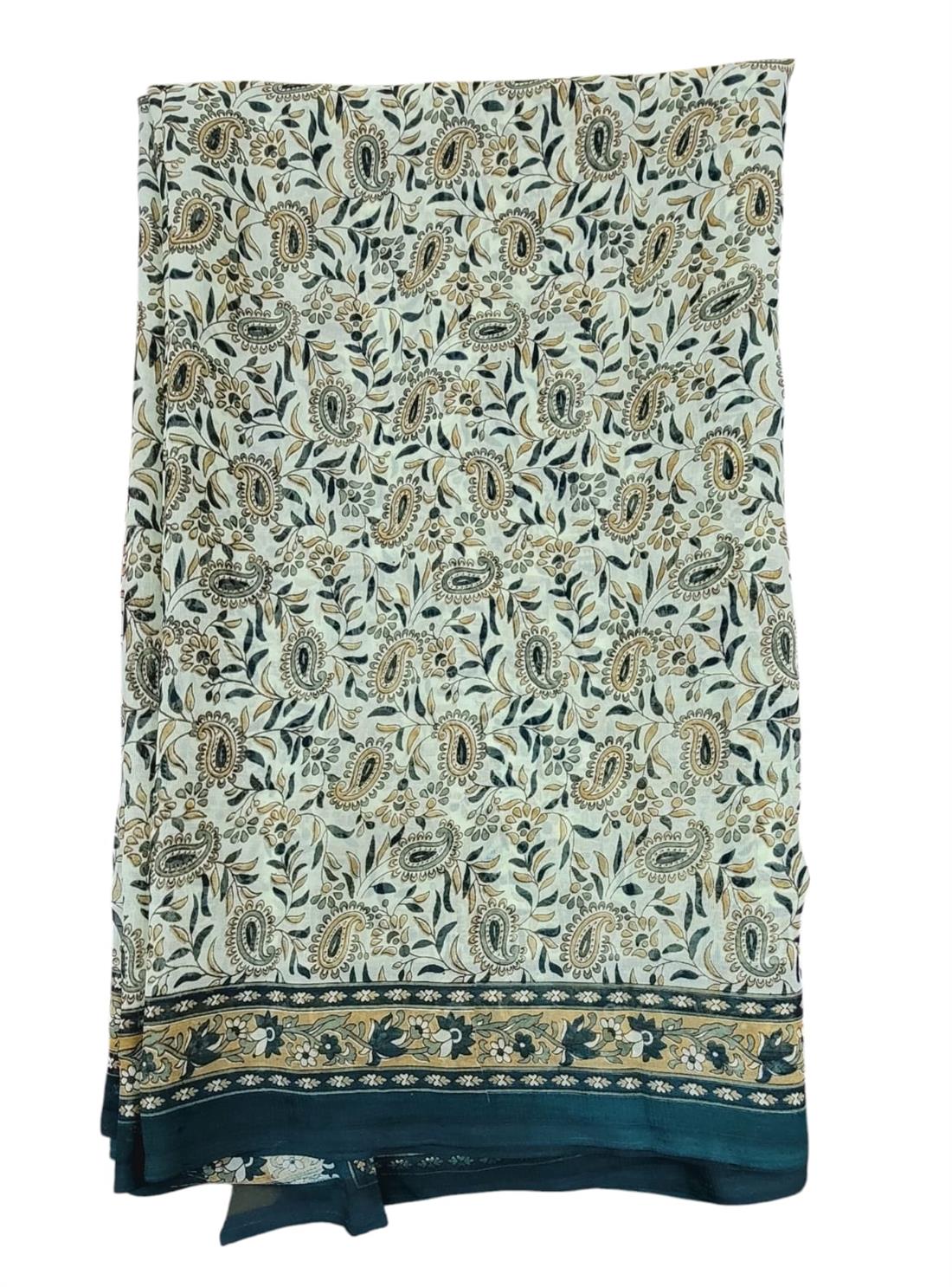 Green Soft Georgette Printed Saree with Blouse Piece