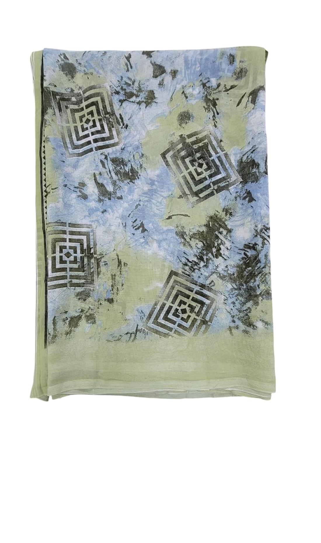 Mint Soft Georgette Printed Saree with Blouse Piece
