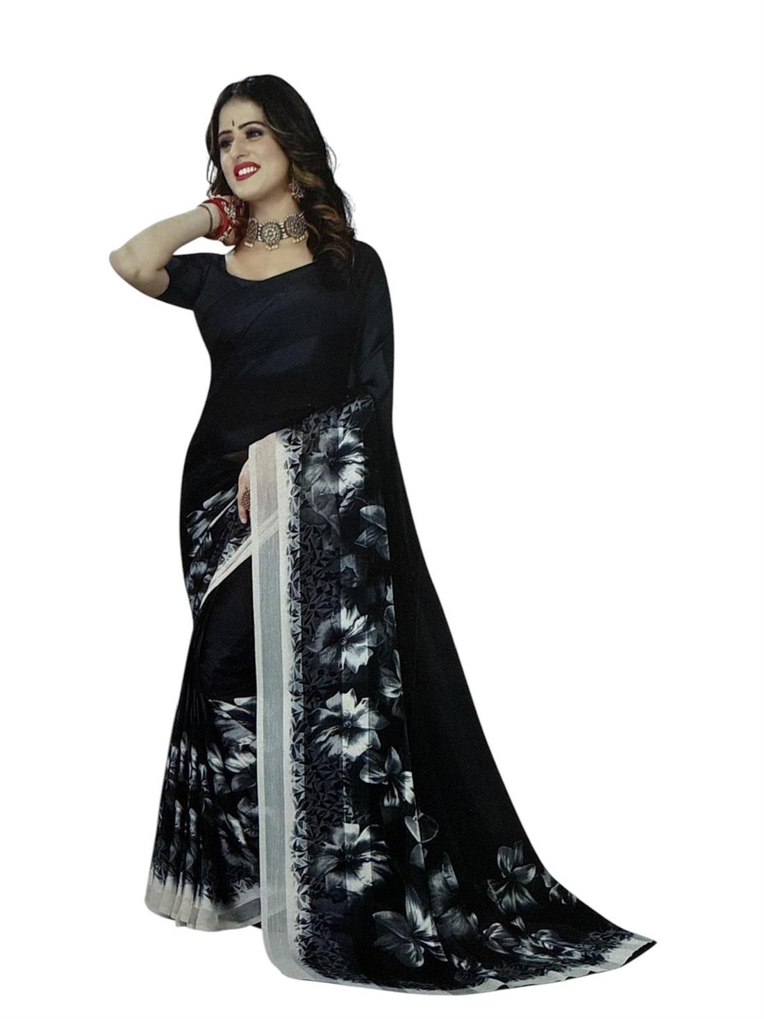 Black & Grey Georgette Sarees