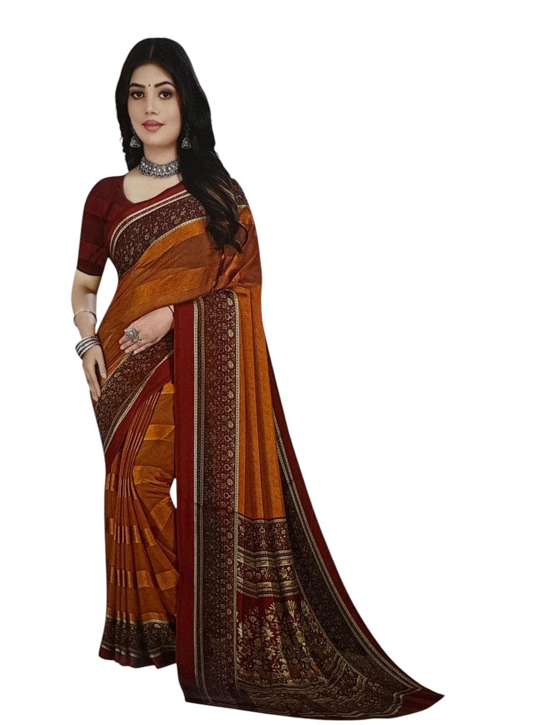 Burnt Orange Georgette Sarees