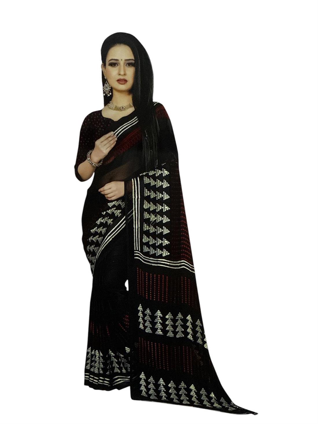 Black & RED Georgette Sarees