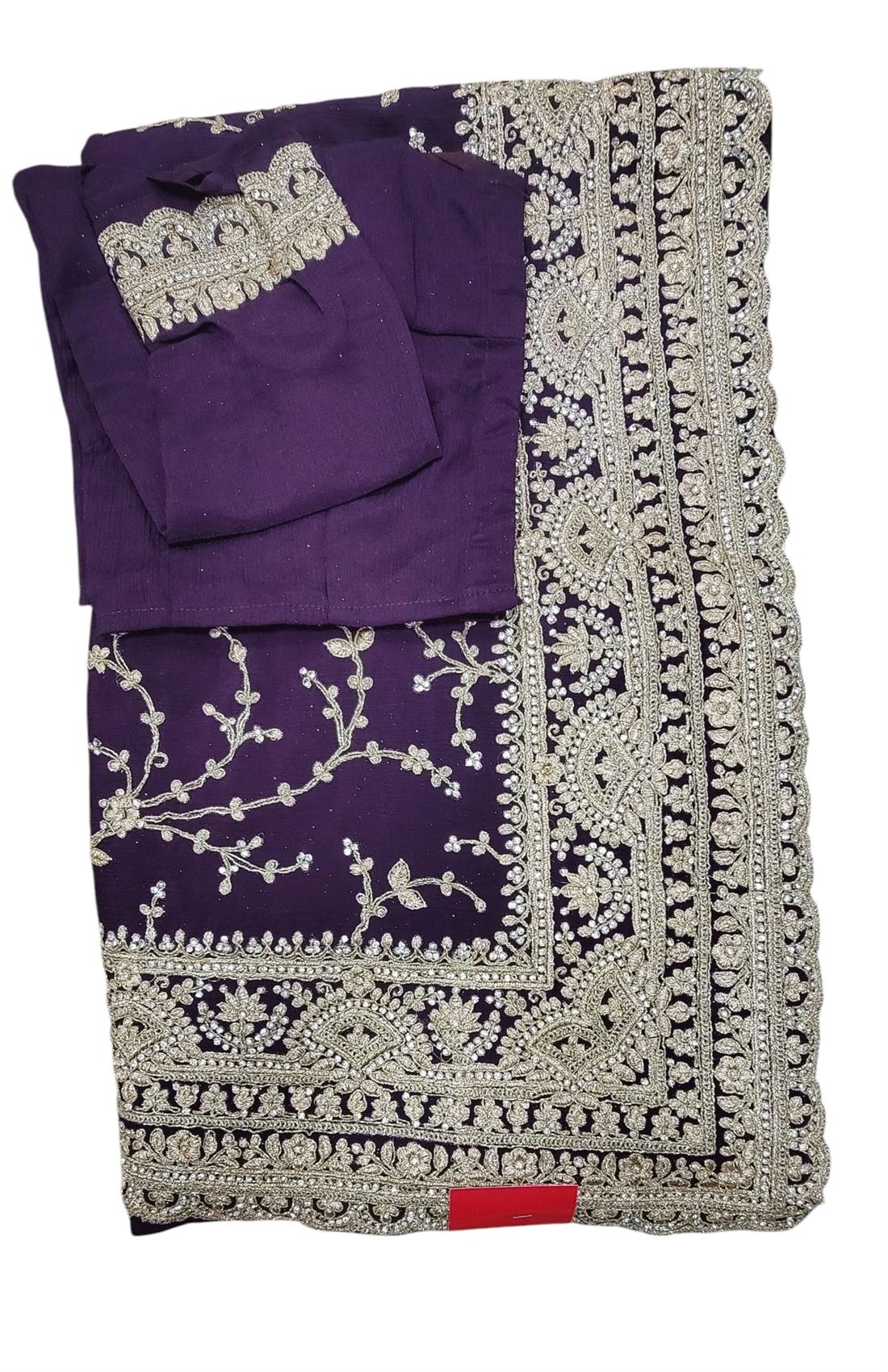 Purple Embroidered Jimmy Choo Saree