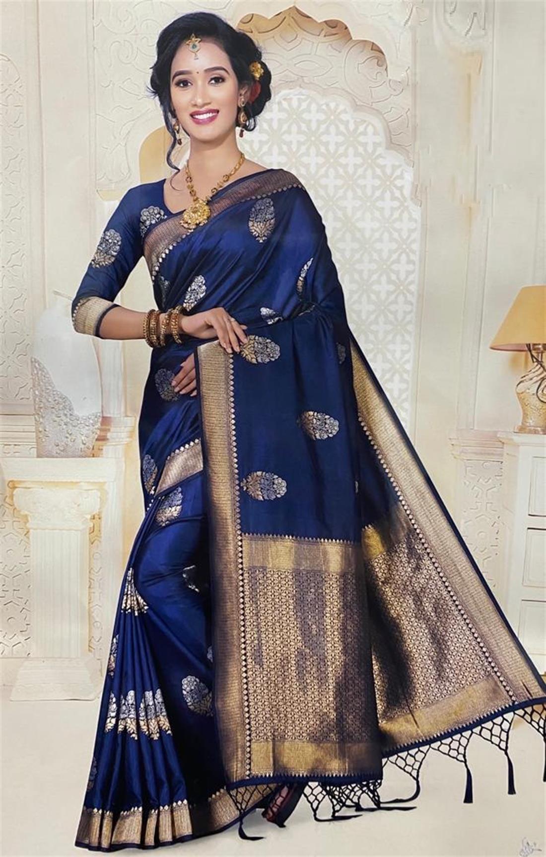 Navy Blue Banarasi Sarees