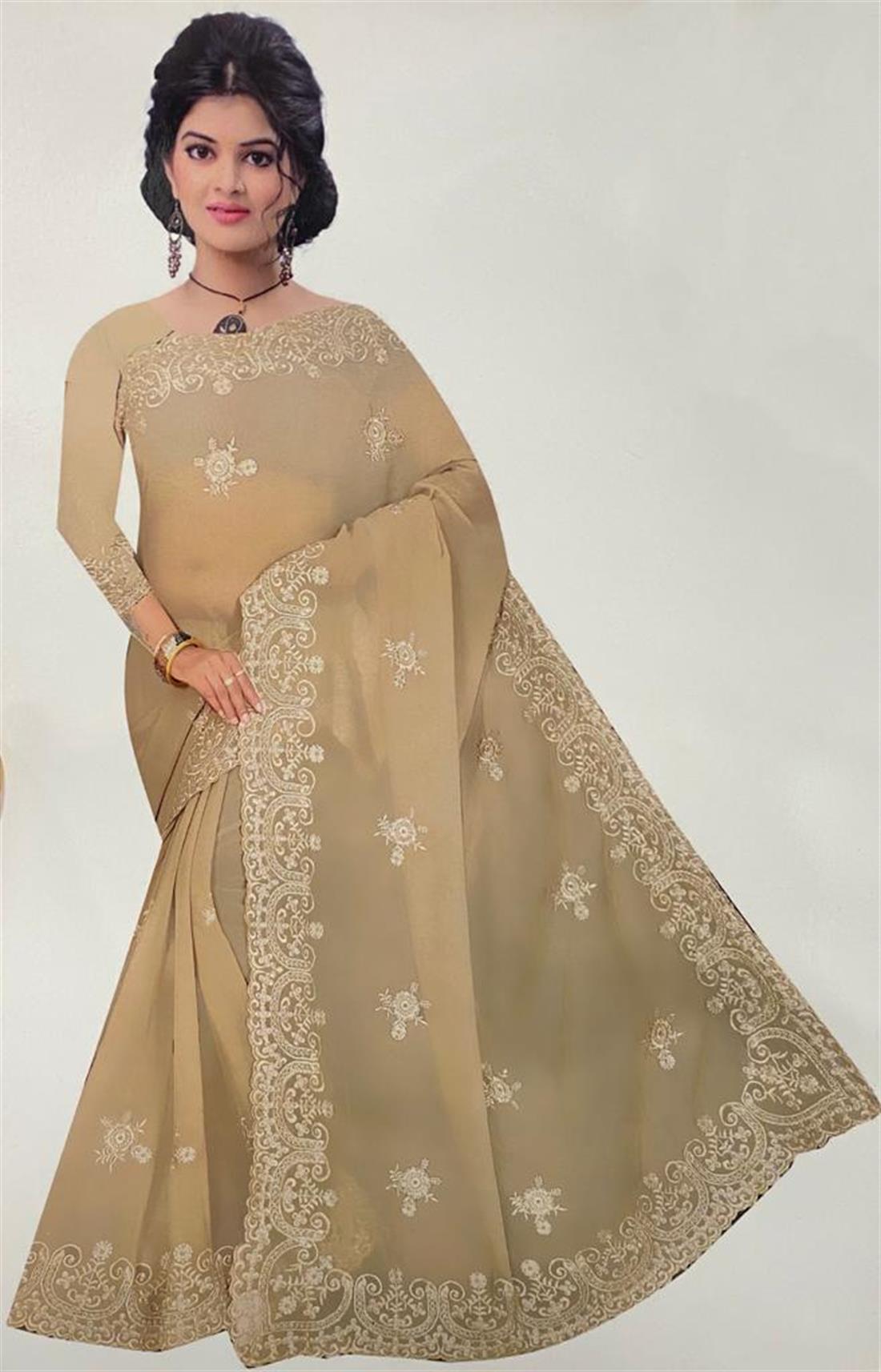 Gold Embroidered Georgette Sarees