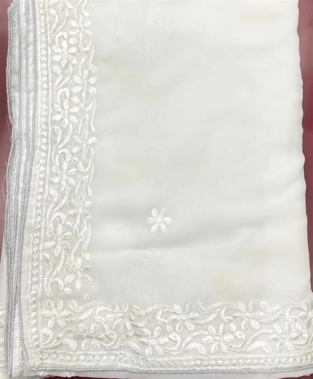 White Embroidered Georgette Sarees