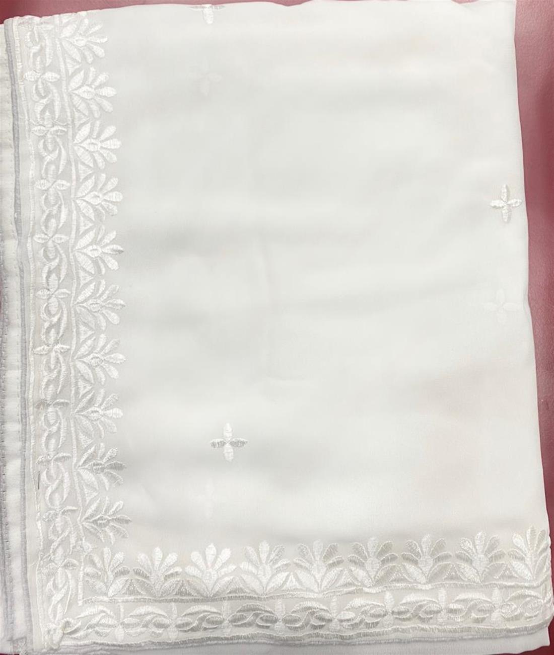 White Embroidered Georgette Sarees
