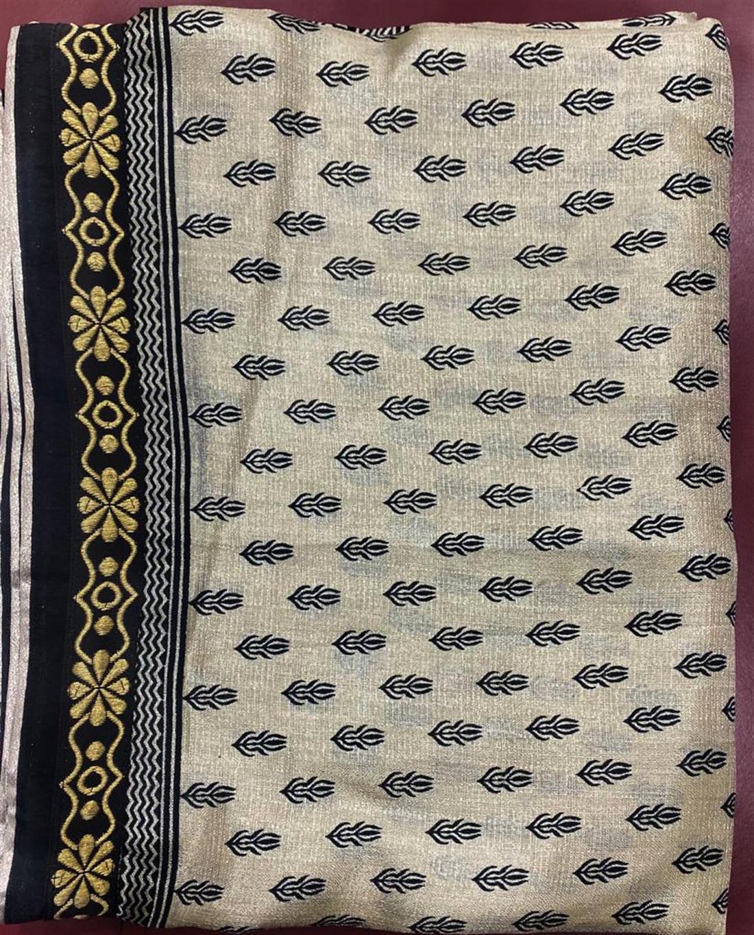 Light Gold Embroidered Cotton Sarees