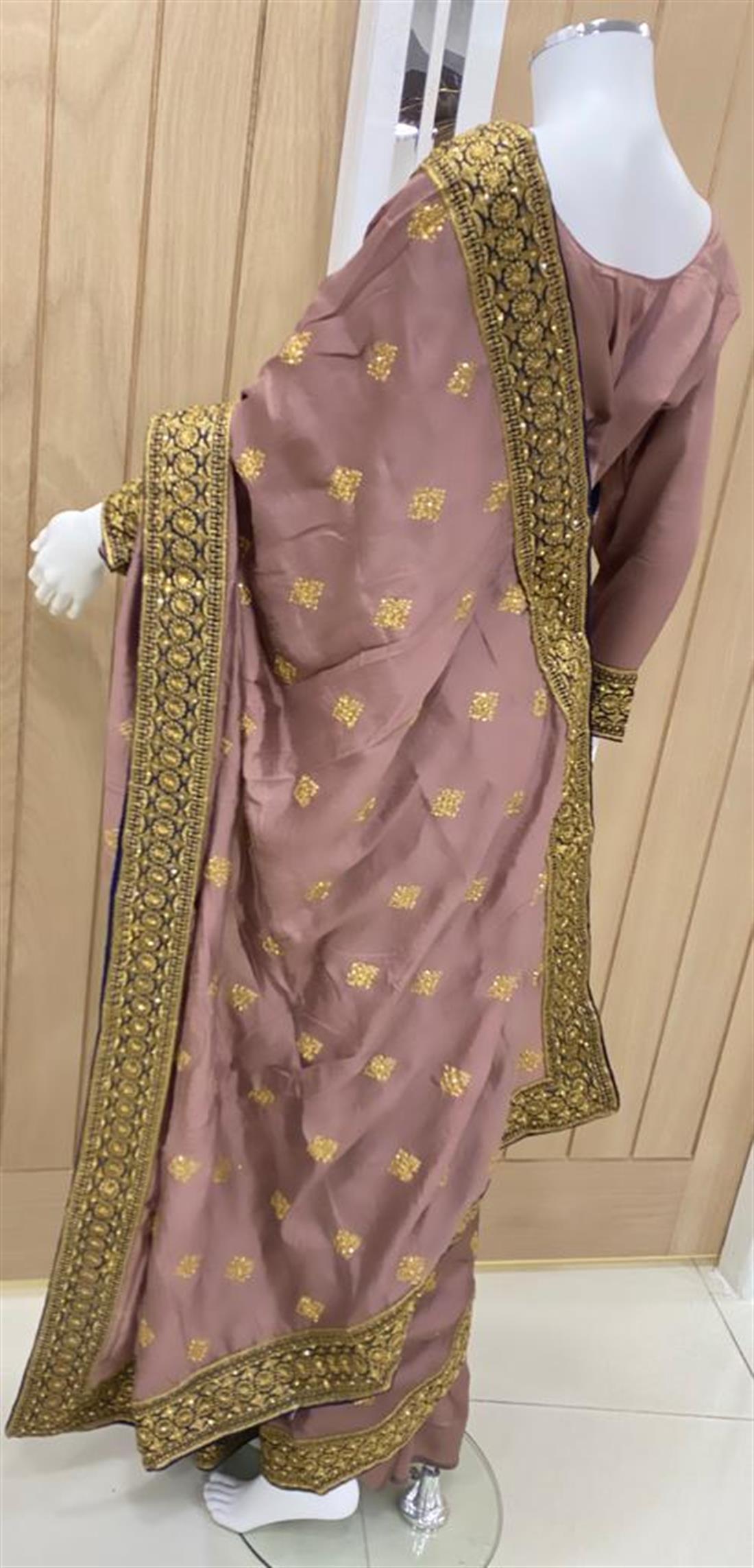 Dusty Pink Stone Work Sarees