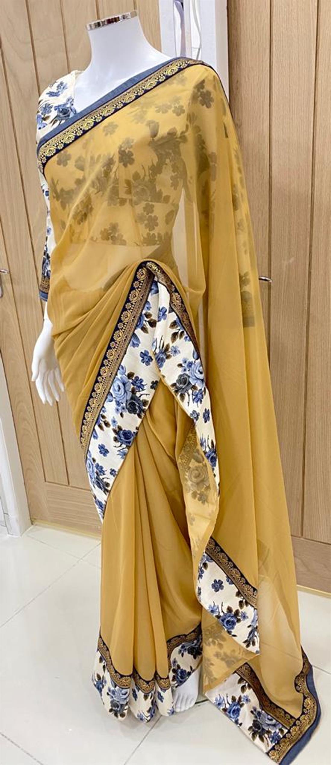 Gold Printed Georgette Sarees