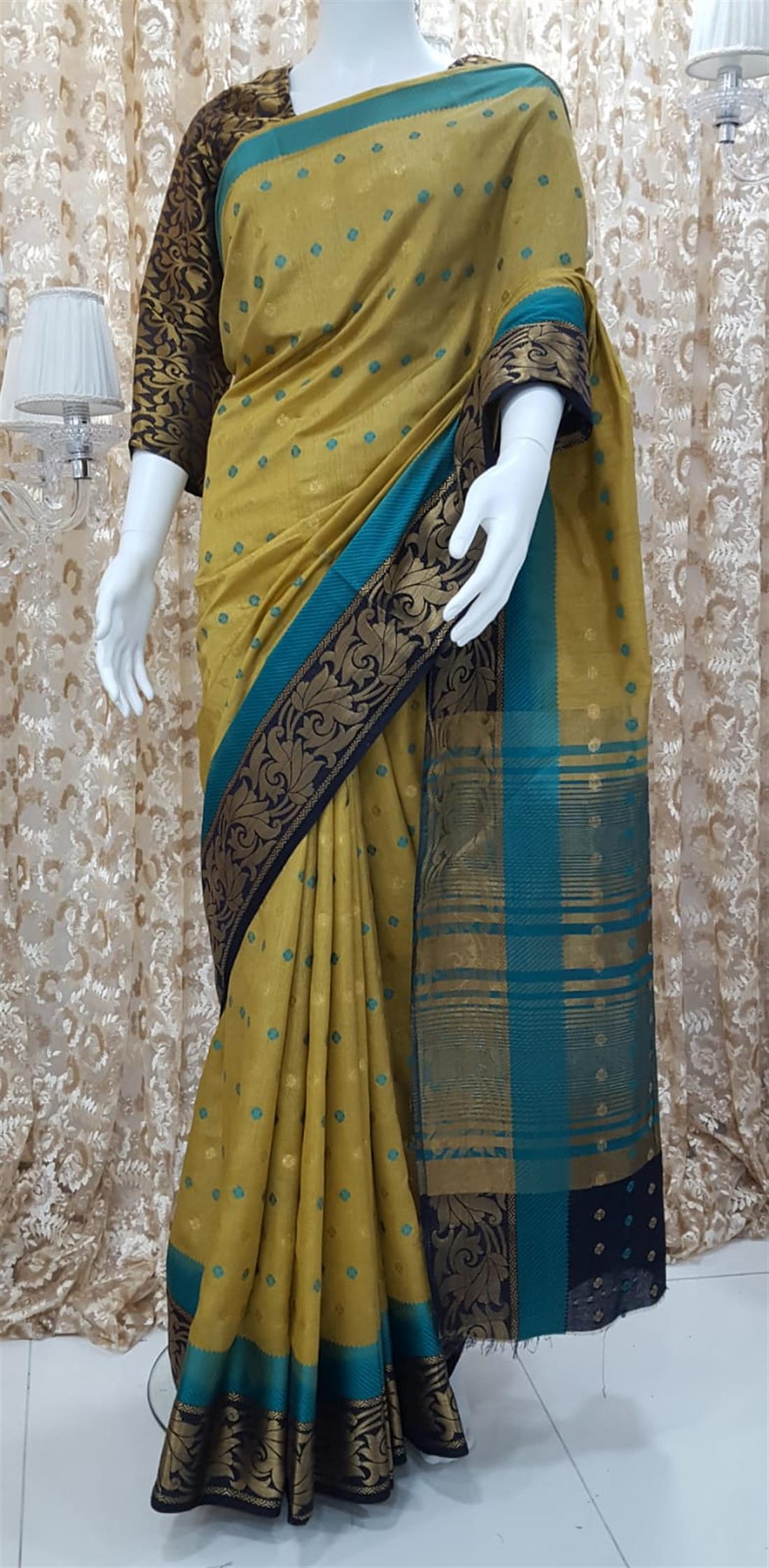 Olive & Navy Banarasi Sarees