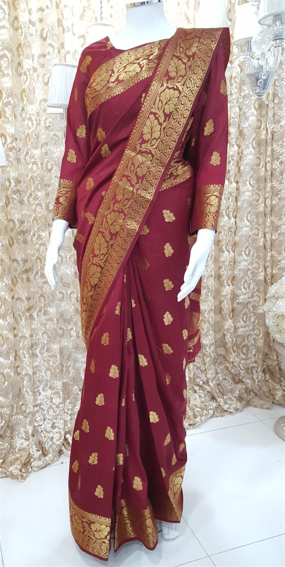 Mehroon Banarasi Sarees