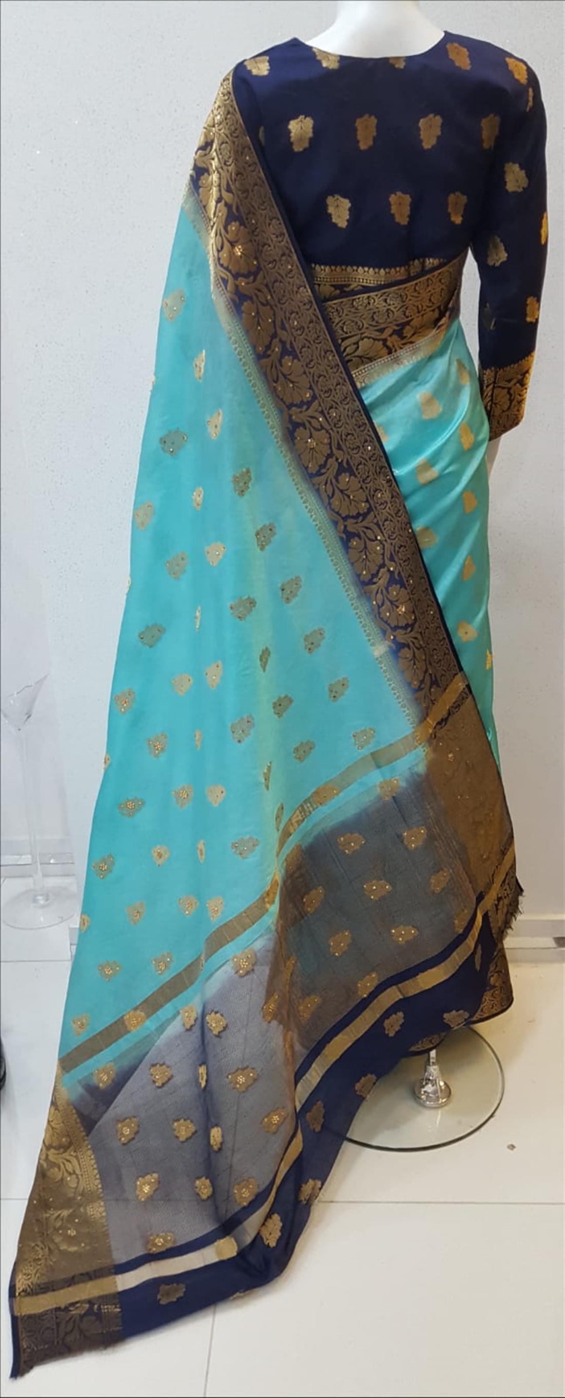 Blue & Navy Stone Work Banarasi Sarees