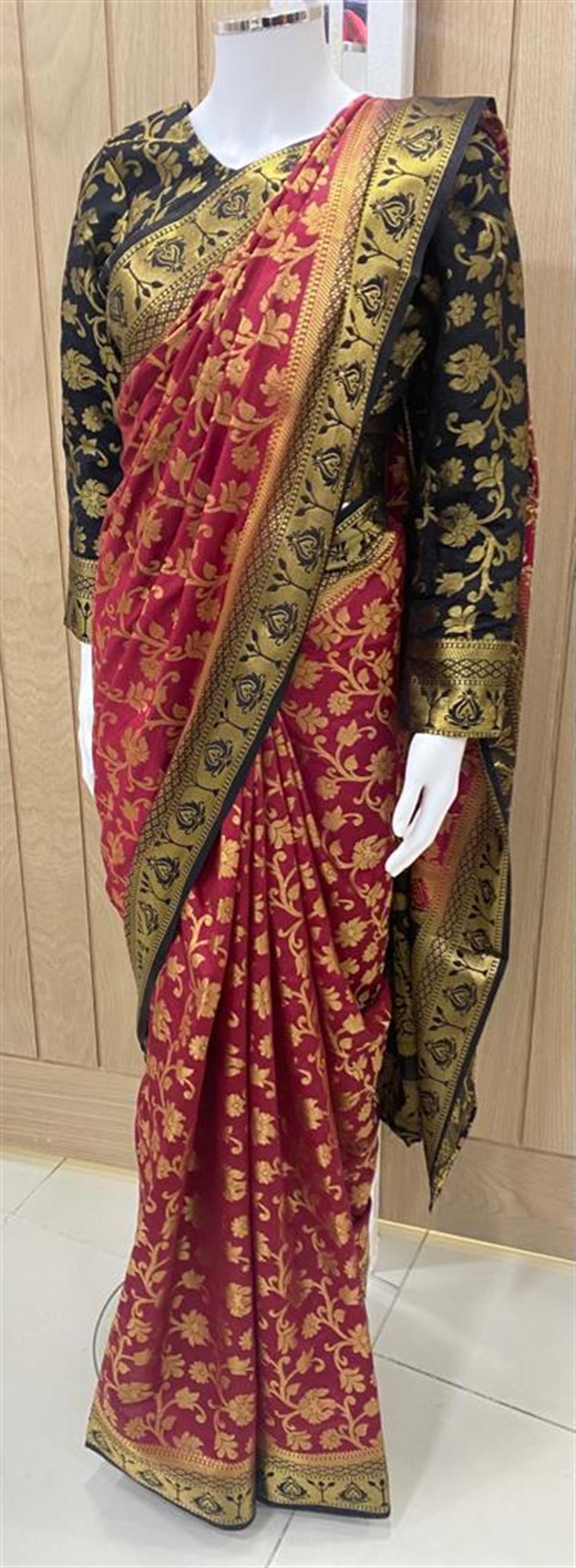 Maroon & Black Banarasi Sarees