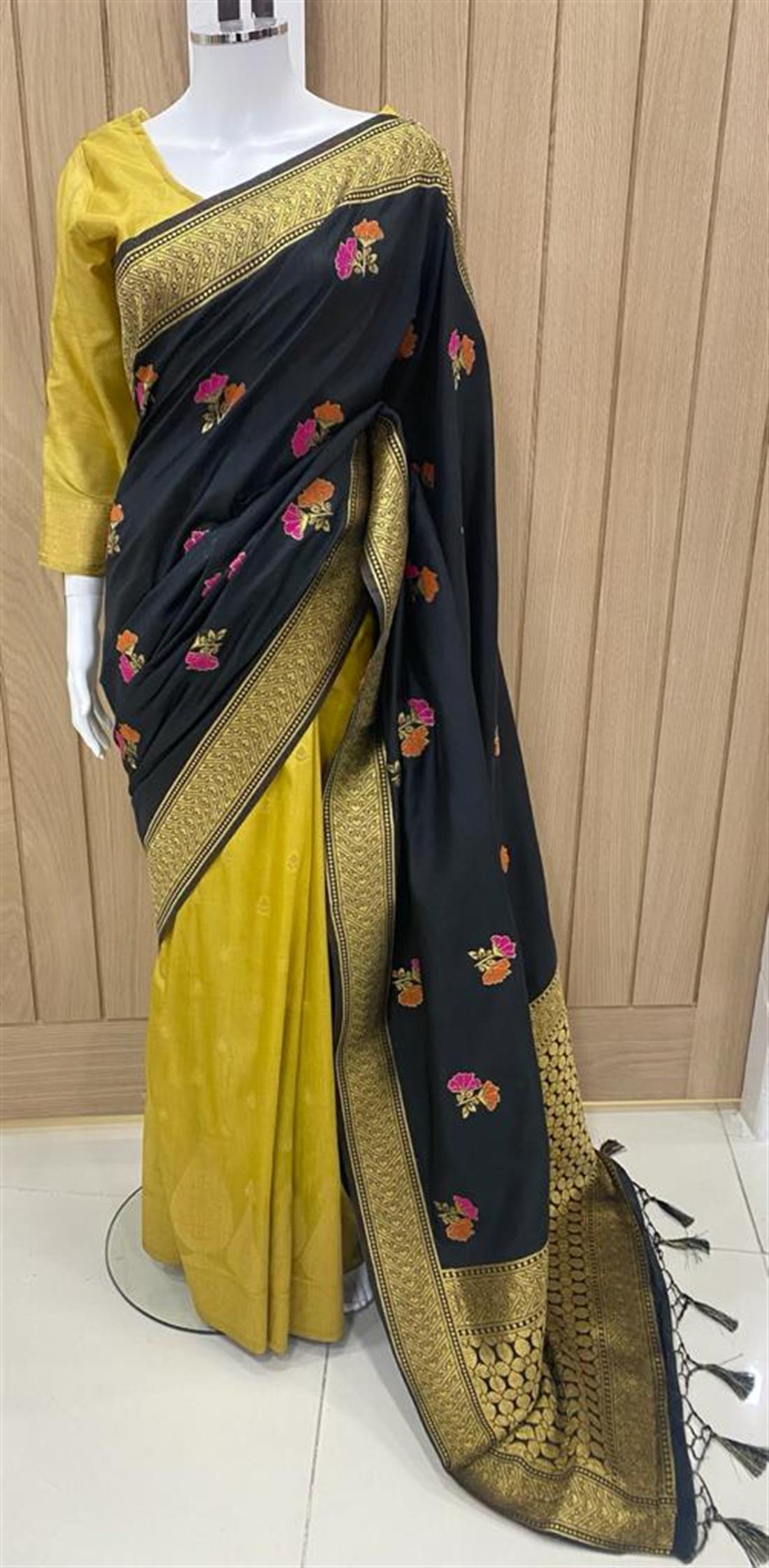 Black & Lime Banarasi Sarees