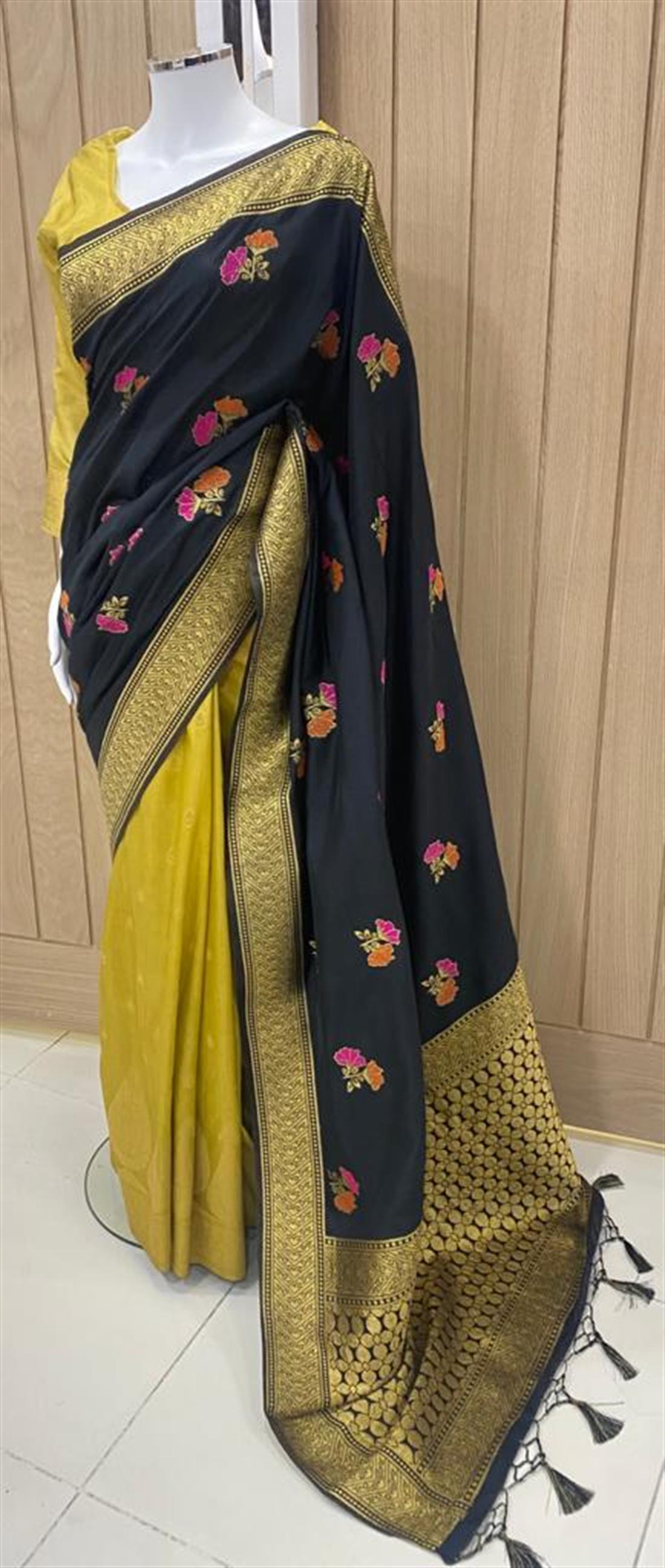 Black & Lime Banarasi Sarees