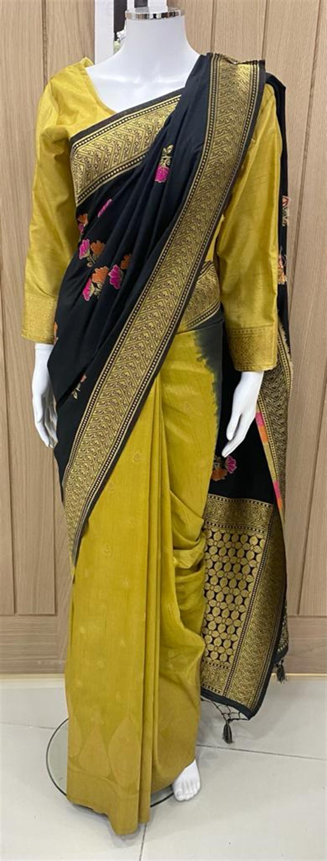 Black & Lime Banarasi Sarees