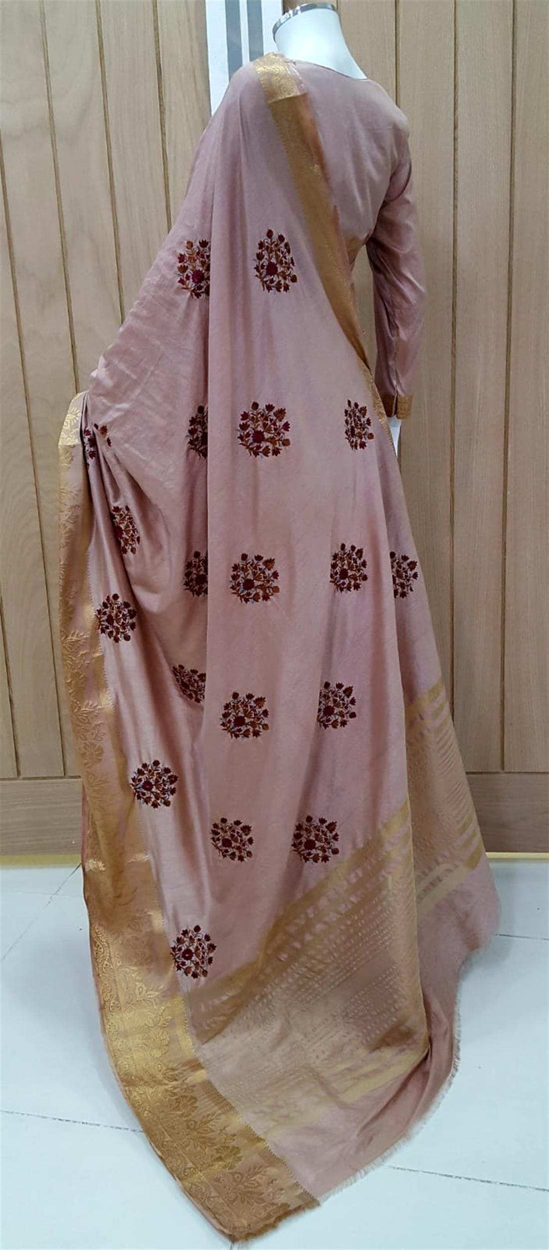 Dusty Pink Embroidered Silk Sarees