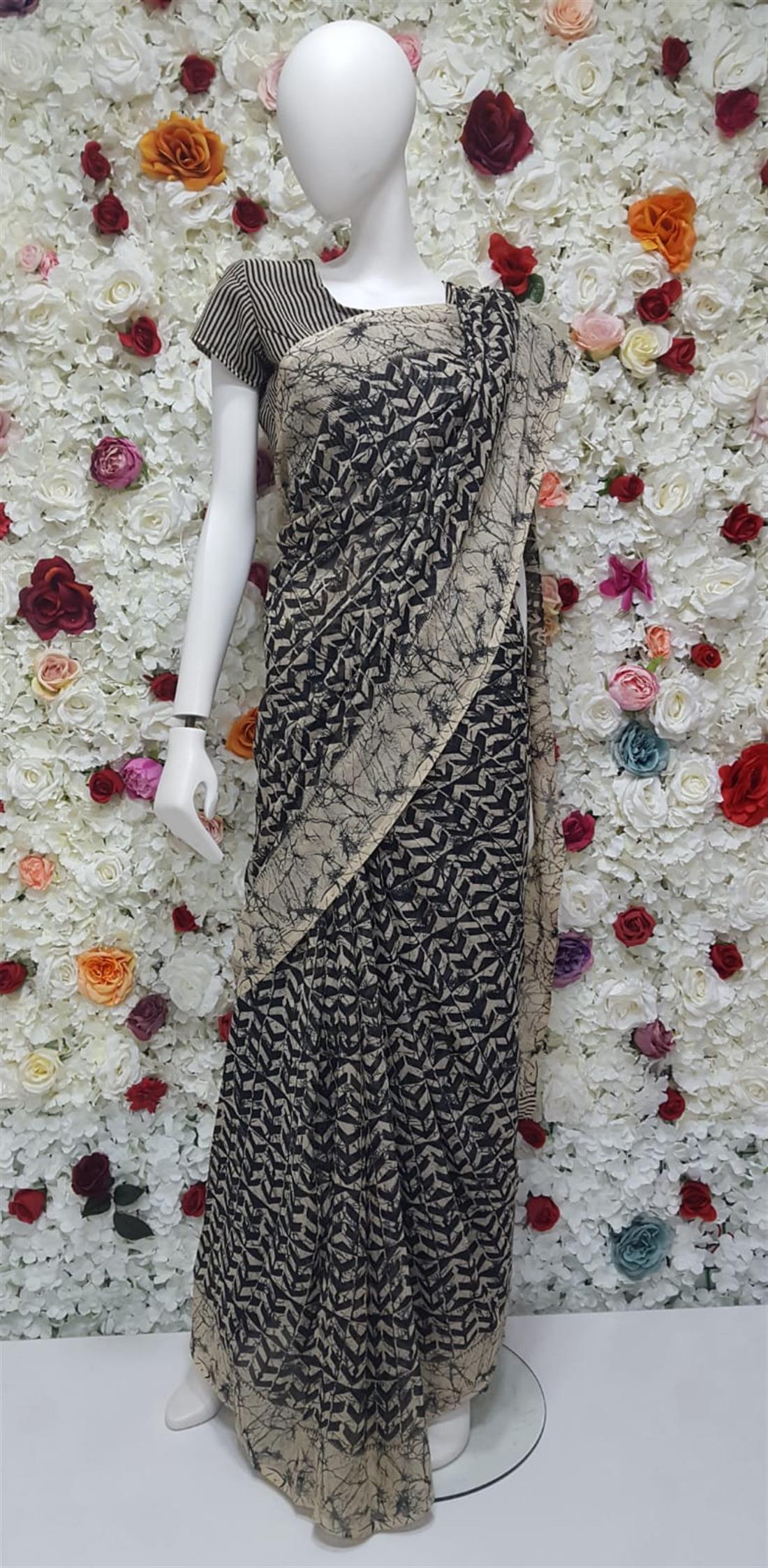 Black Digital Print Georgette Sarees