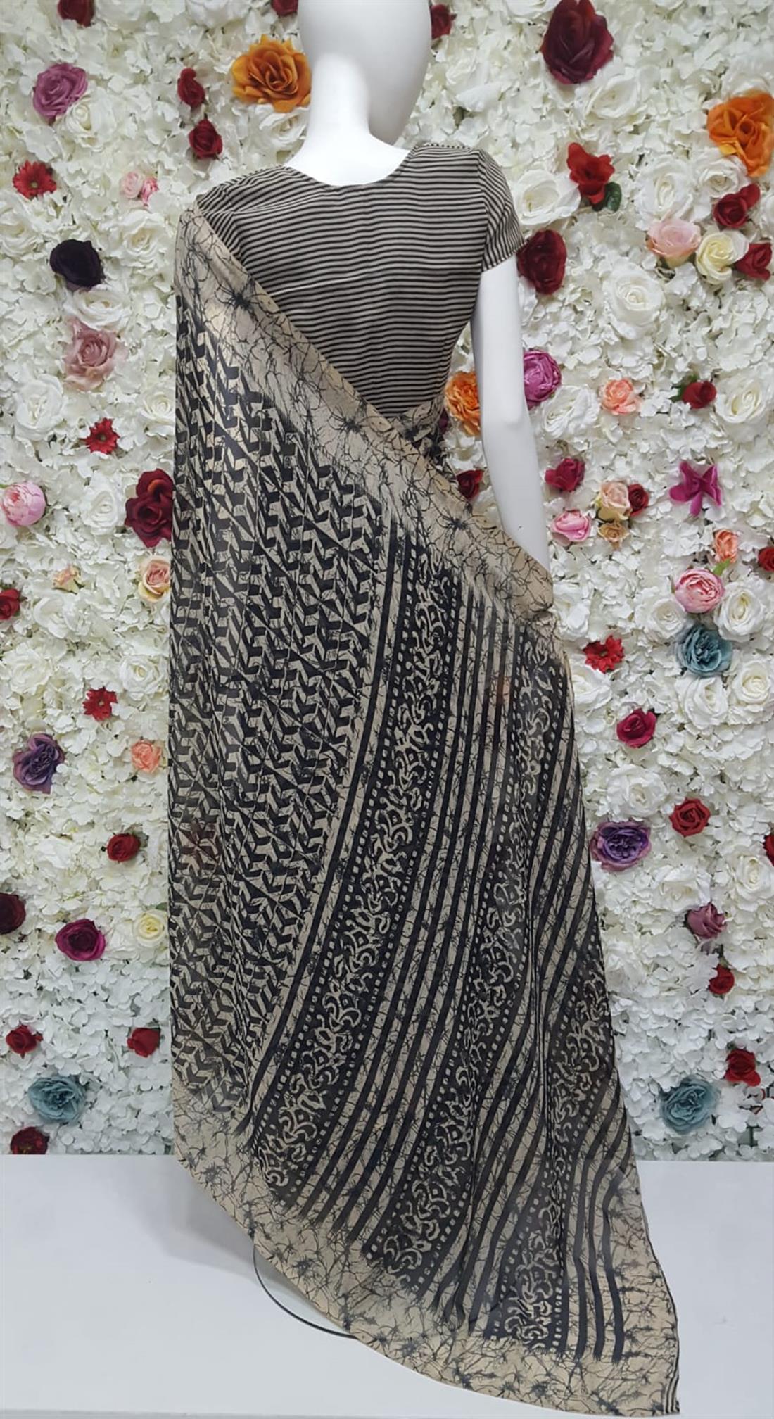 Black Digital Print Georgette Sarees