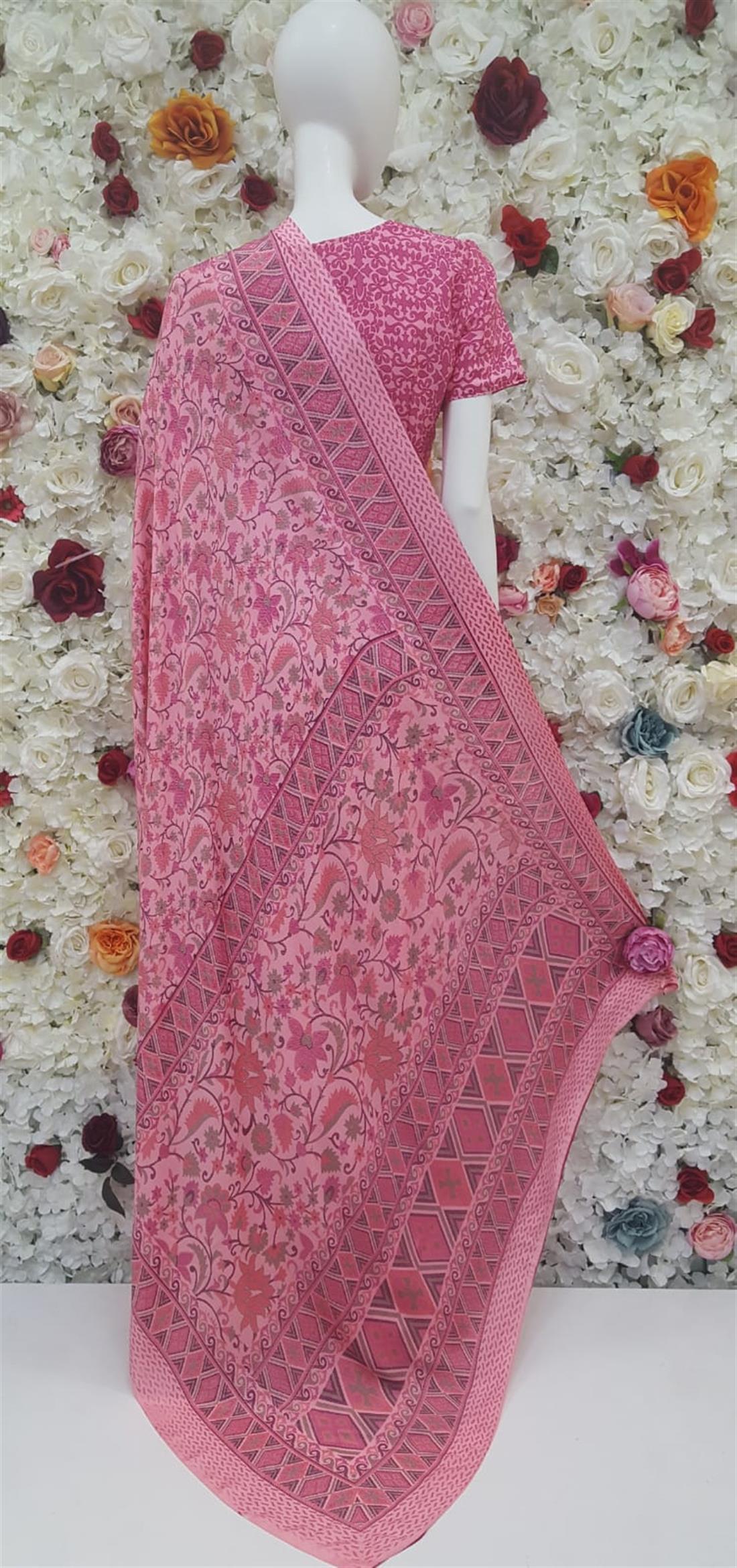 Pink Digital Print Crepe Sarees
