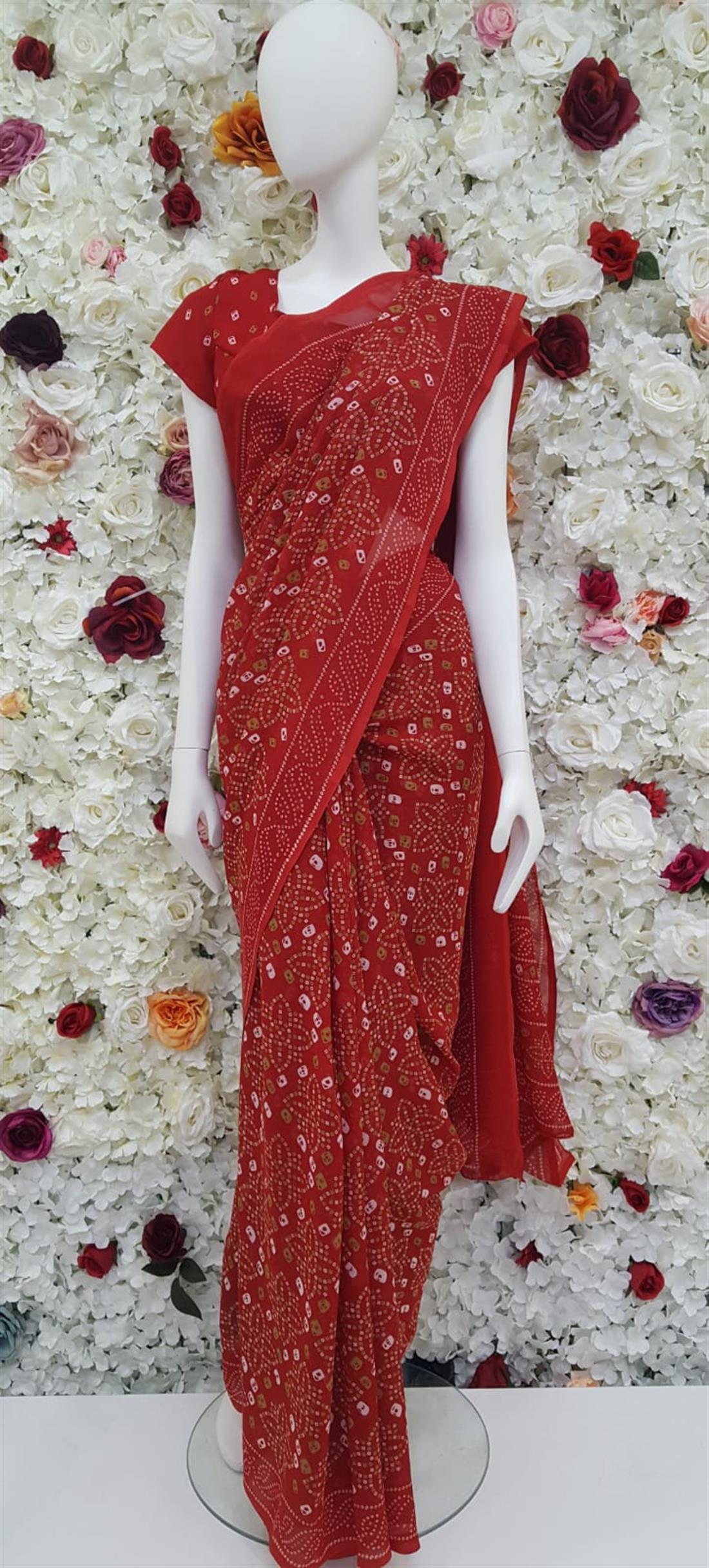 Red Printed Georgette Sarees