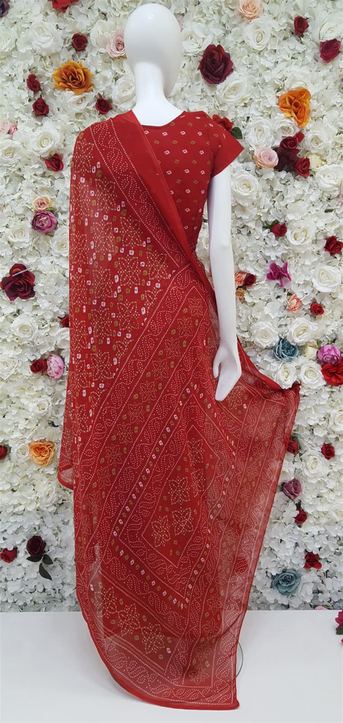 Red Printed Georgette Sarees