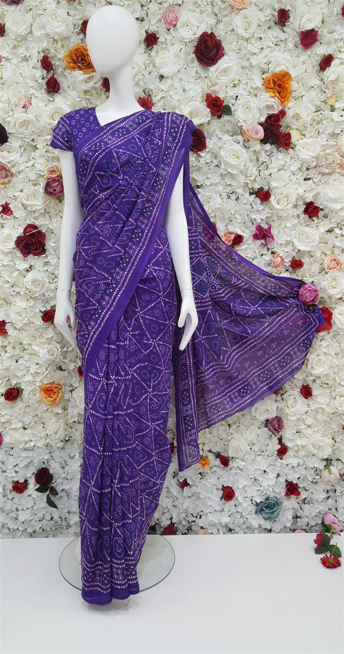 Purple Printed Georgette Sarees