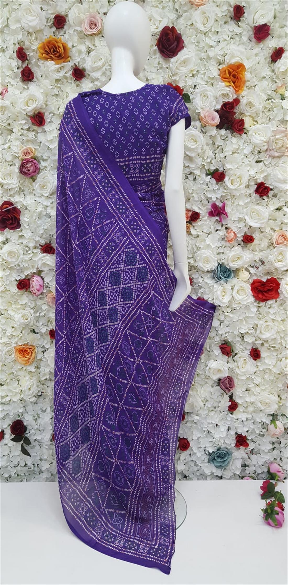 Purple Printed Georgette Sarees