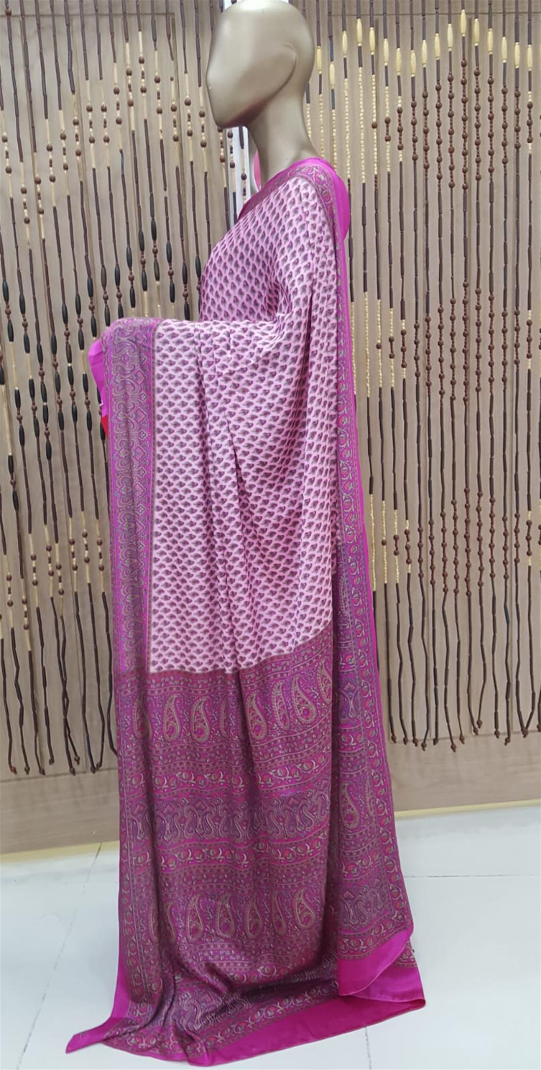 Pink Digital Print Silk Sarees