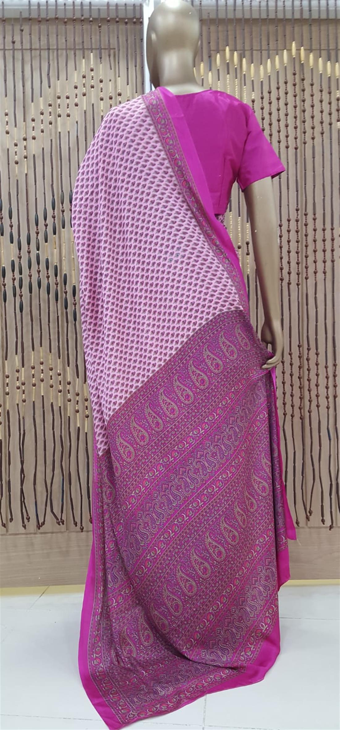 Pink Digital Print Silk Sarees
