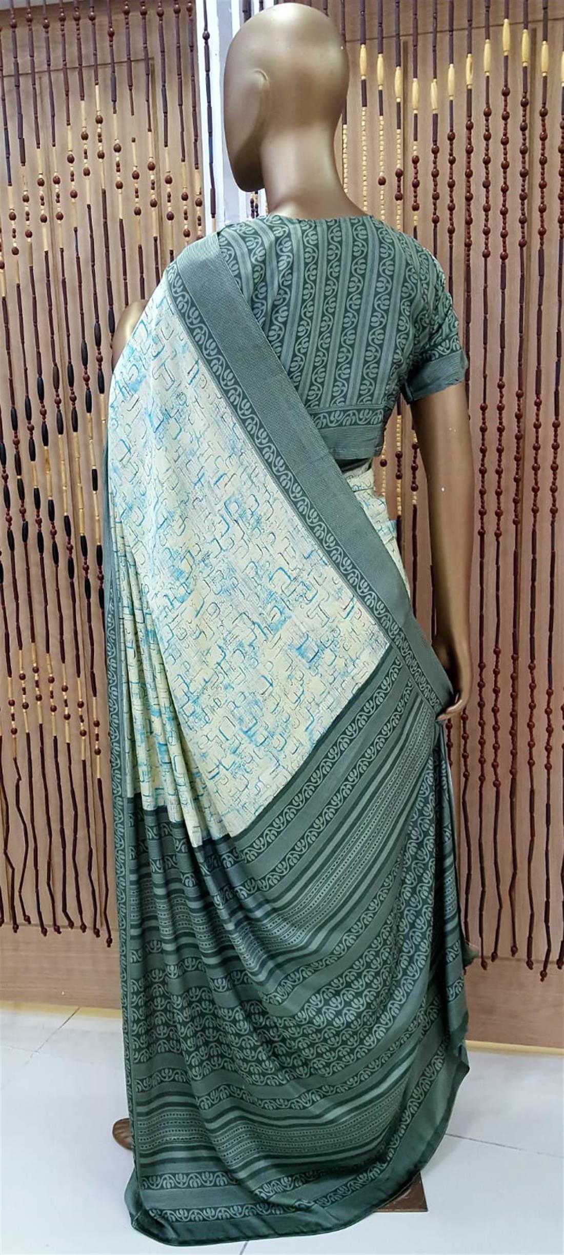 Mint Digital Print Silk Sarees