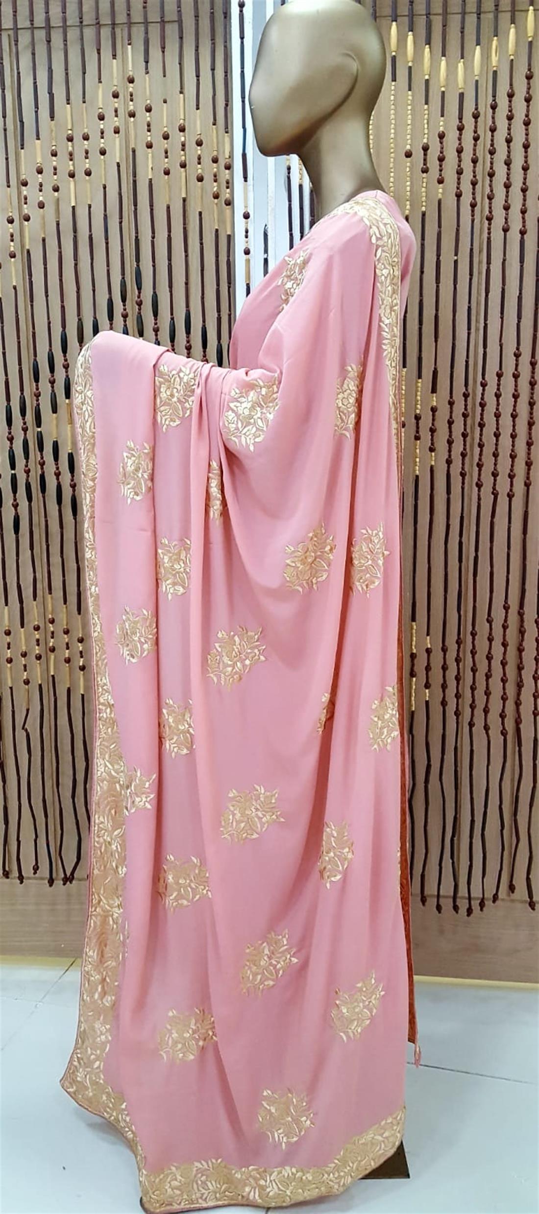 Dusty Pink Embroidered Crepe Sarees