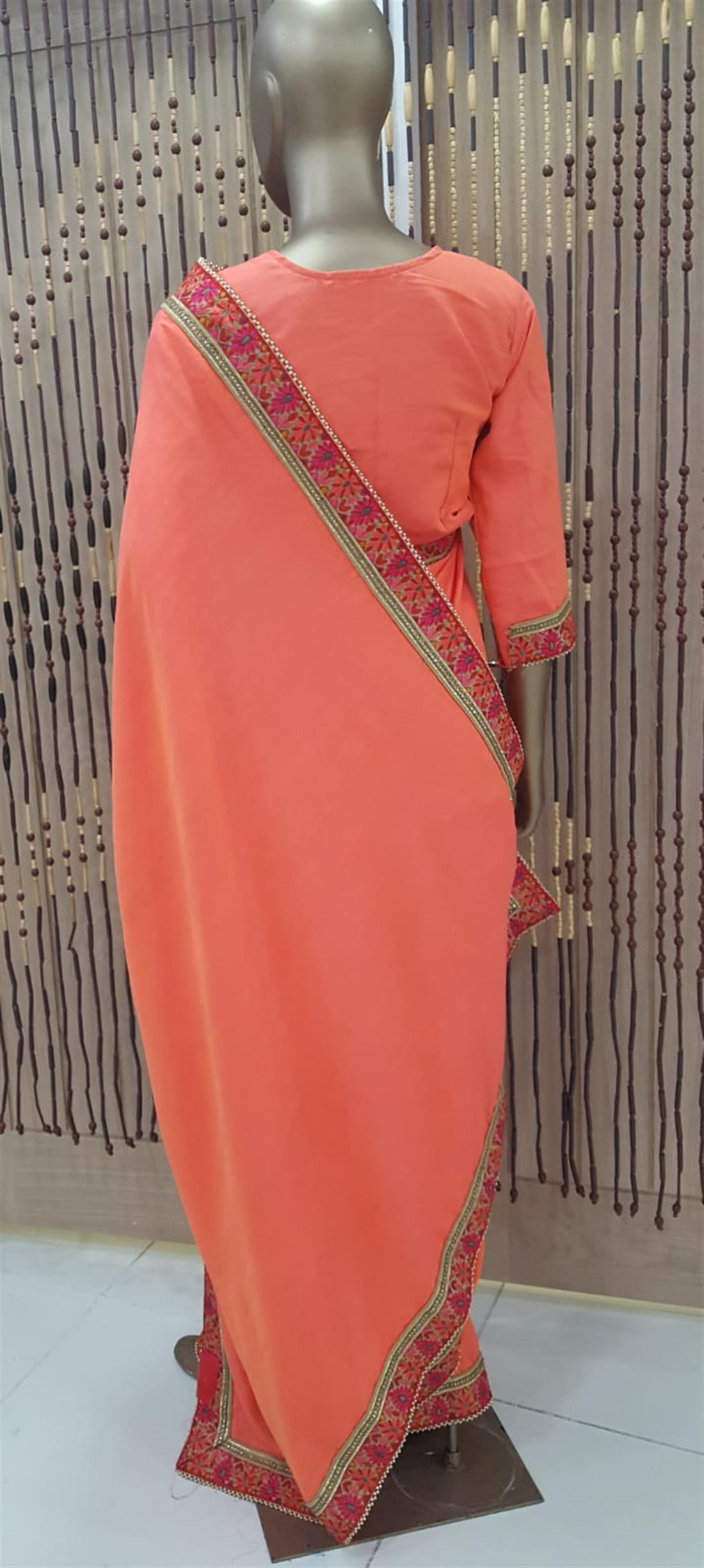 Peach Raw Silk Sarees