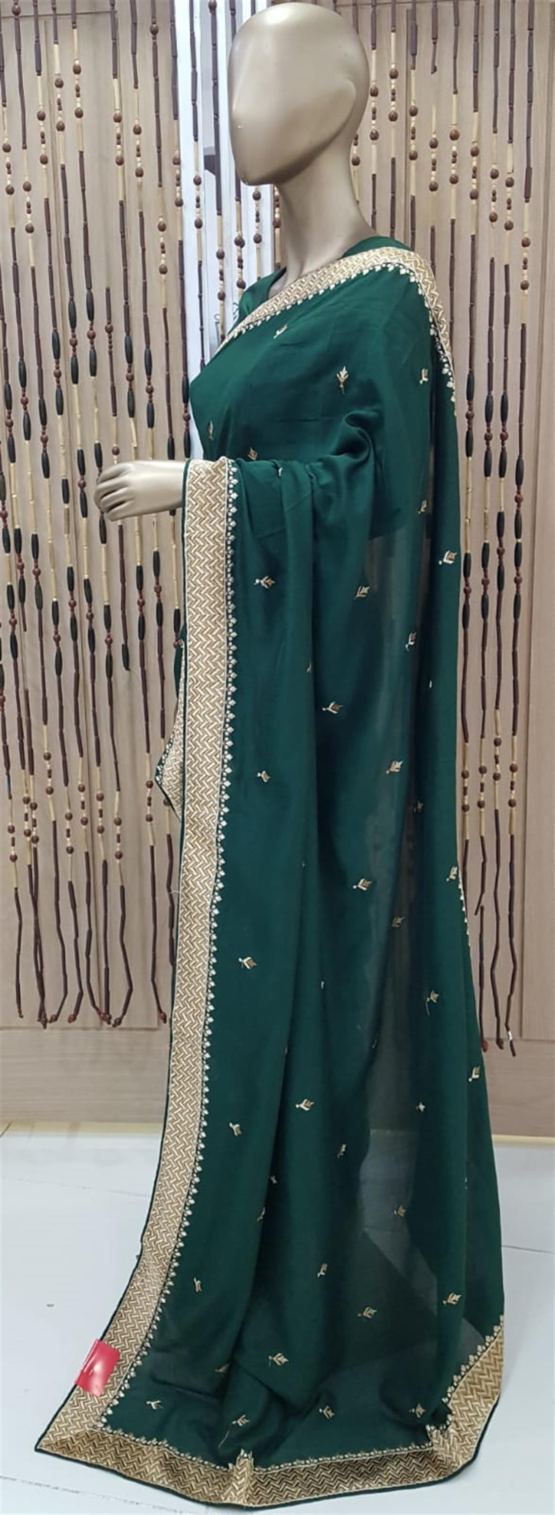 Bottle Green Raw Silk Sarees