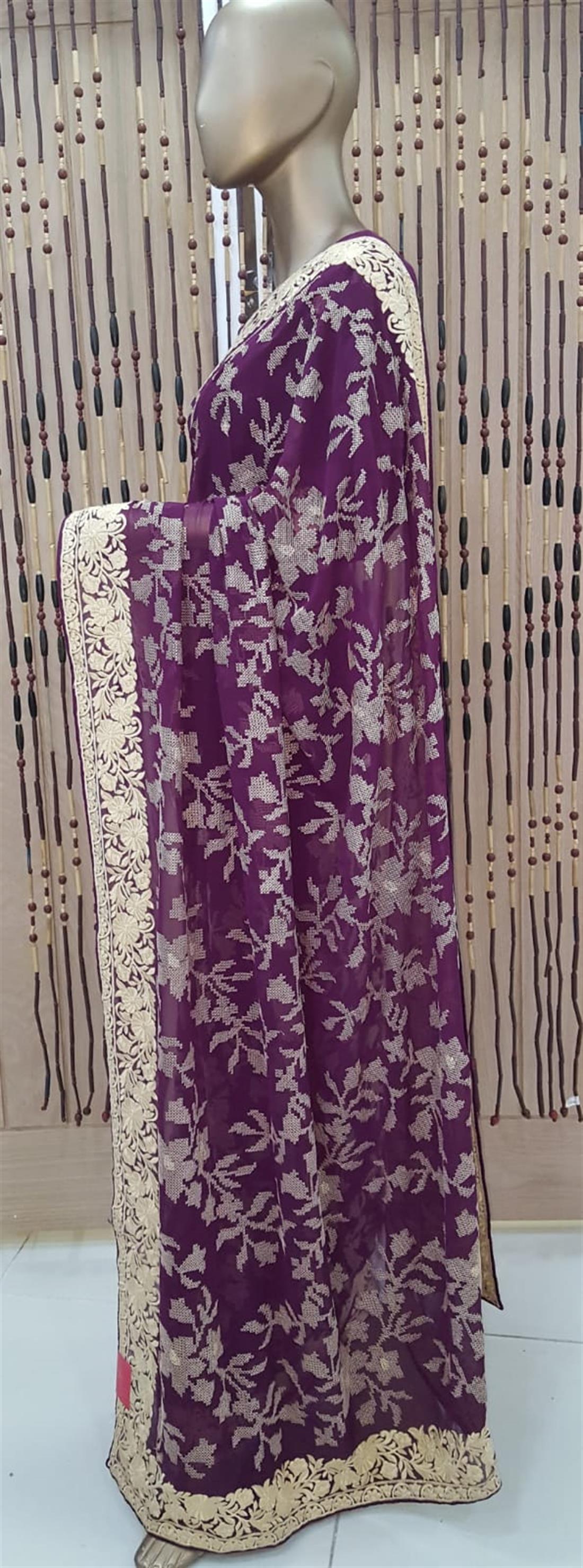 Plum Georgette Sarees