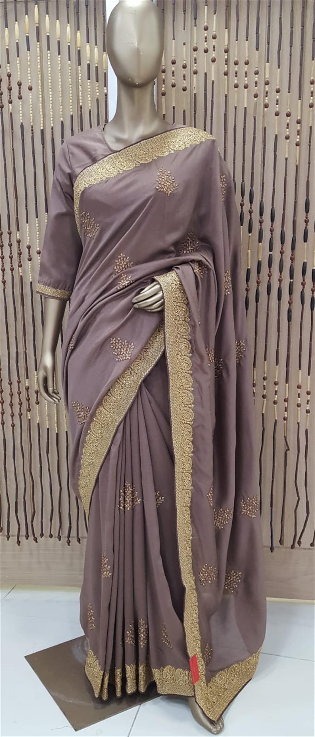 Mouve Stone Work Silk Sarees