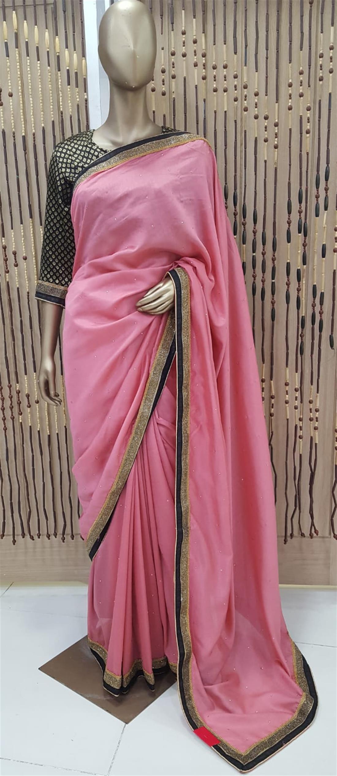 Dusty Pink & Black Silk Sarees