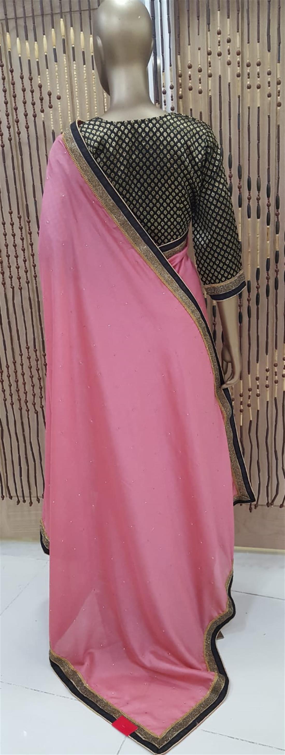 Dusty Pink & Black Silk Sarees