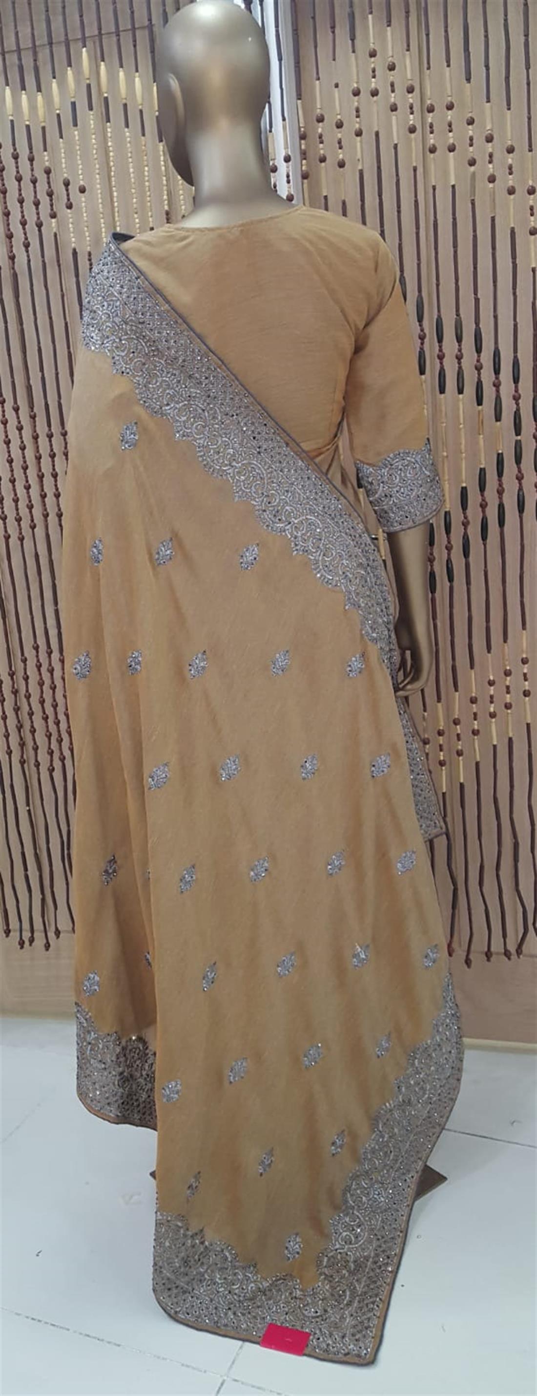 Brown Beaded Silk Sarees