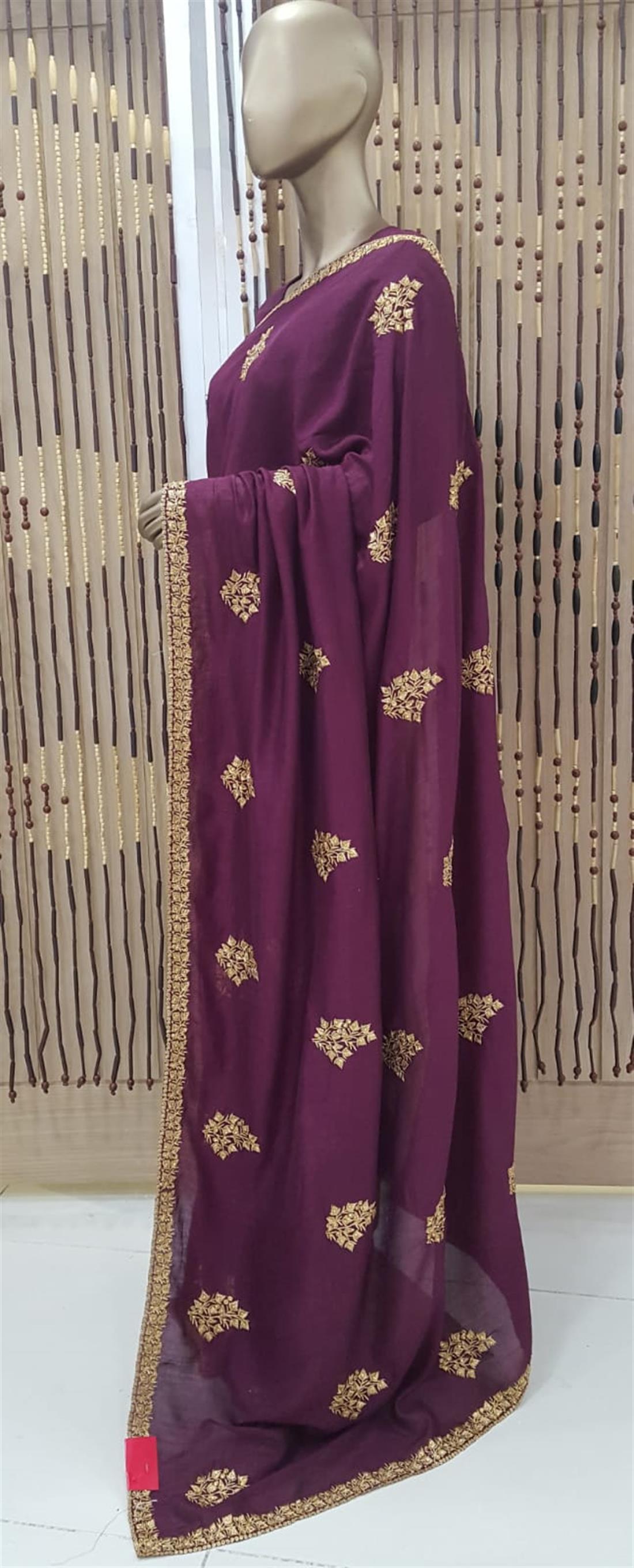 Plum Beaded Silk Sarees