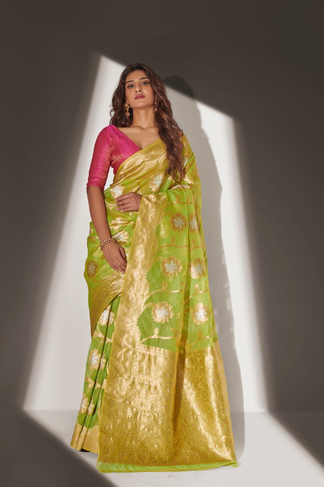 Lime Banarasi Sarees