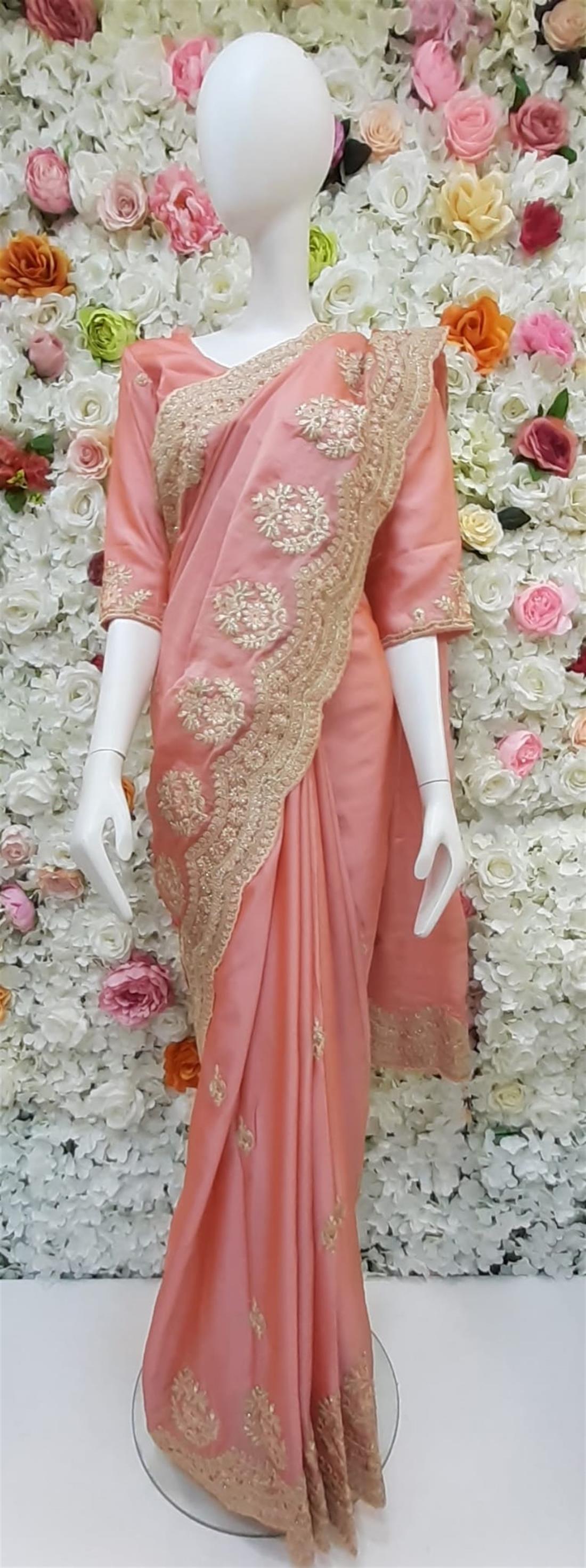 Peach Organza Sarees